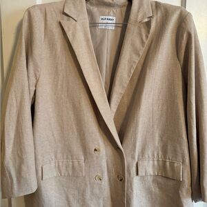 Old Navy Beige Double-Breasted Relaxed Blazer